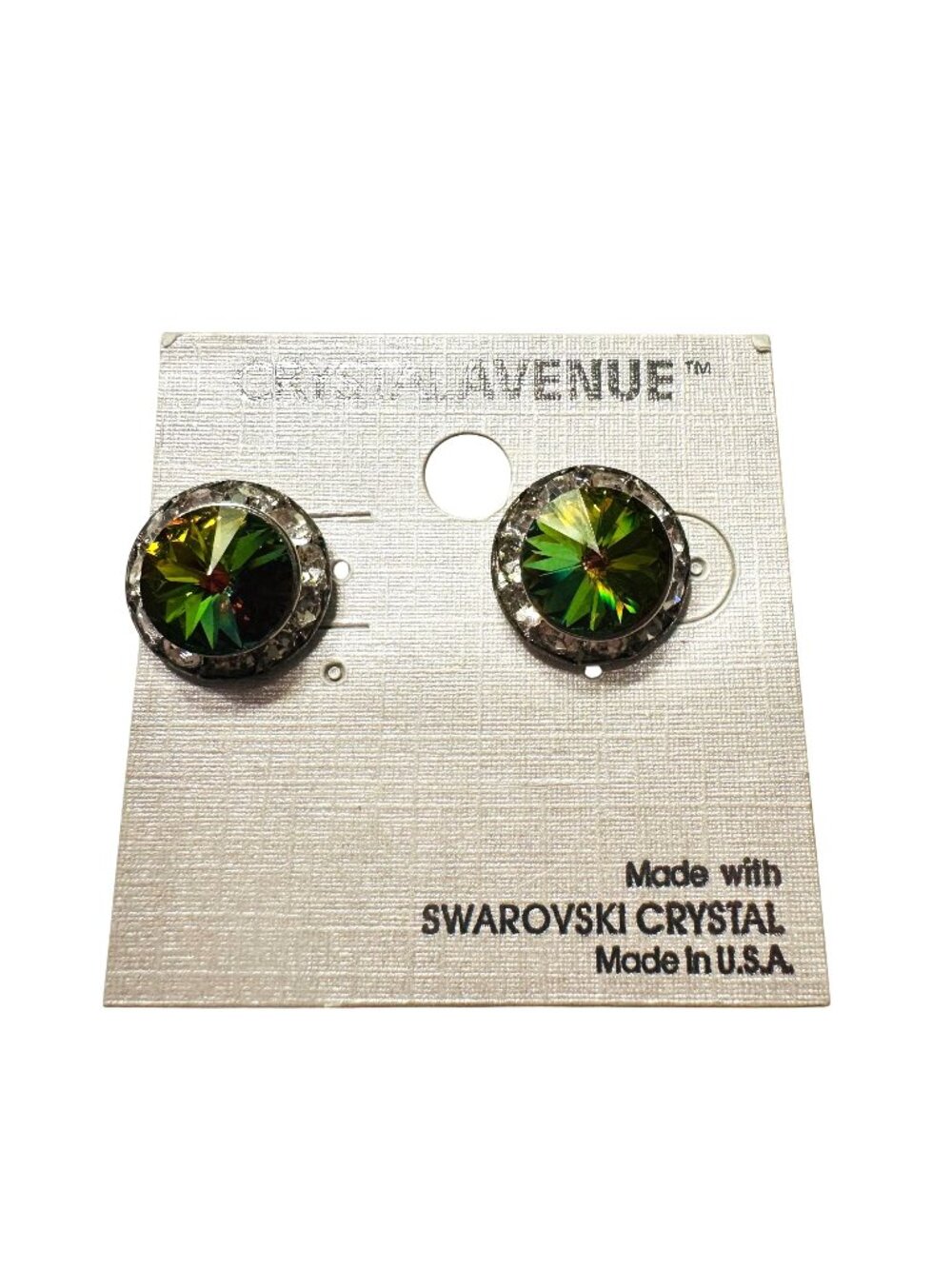 Crystal Avenue Swarovski Crystal Stud Earrings Multicolor Faceted Rivoli Stones